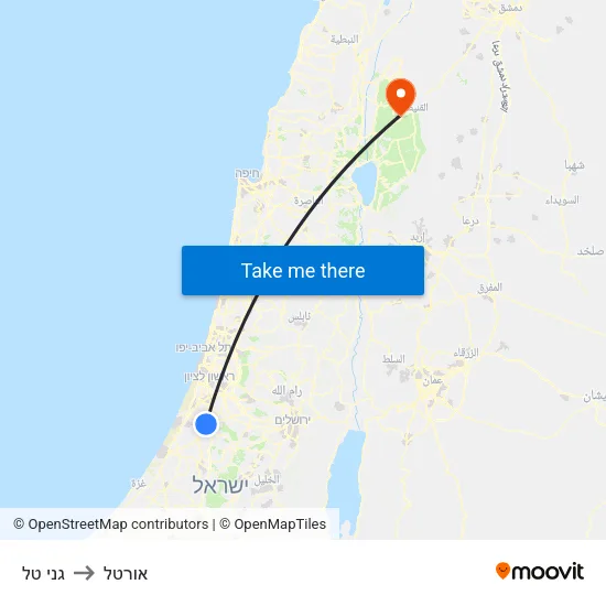 גני טל to אורטל map
