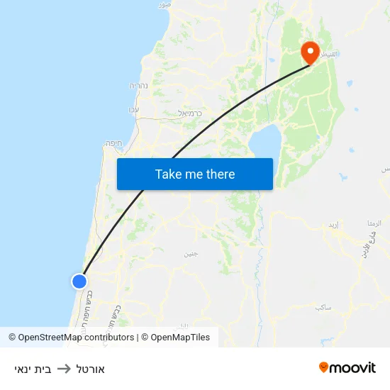 בית ינאי to אורטל map