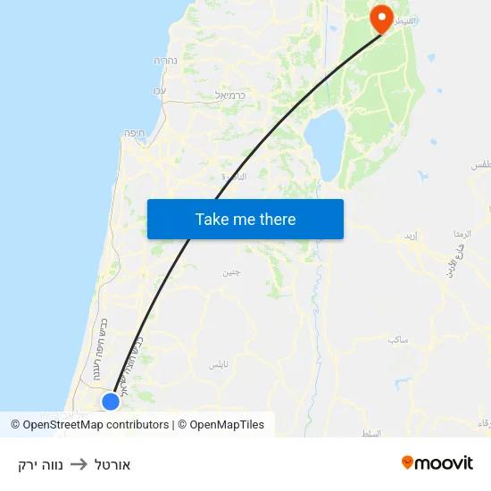 נווה ירק to אורטל map