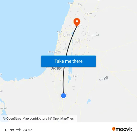 צוקים to אורטל map