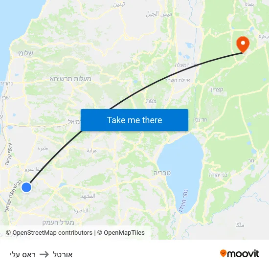 ראס עלי to אורטל map