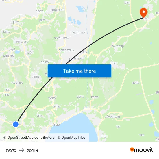 כלנית to אורטל map