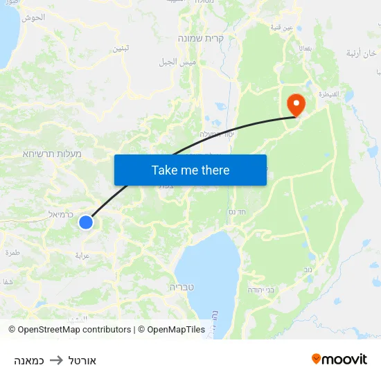 כמאנה to אורטל map