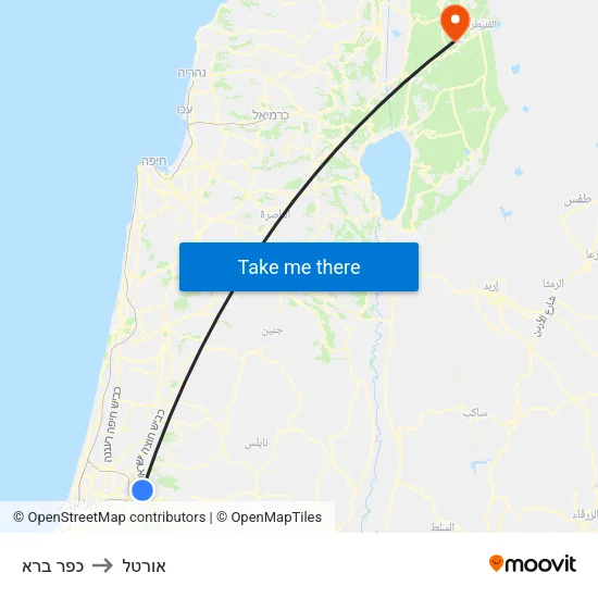 כפר ברא to אורטל map