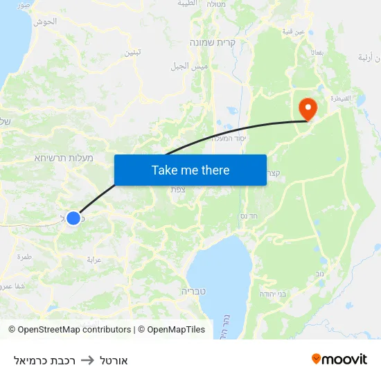 רכבת כרמיאל to אורטל map