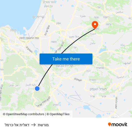 דאלית אל-כרמל to מורשת map
