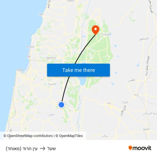 עין חרוד (מאוחד) to שעל map