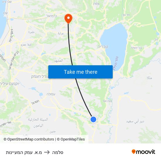 מ.א. עמק המעיינות to סלמה map