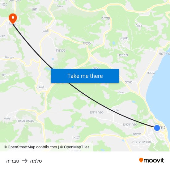 טבריה to סלמה map