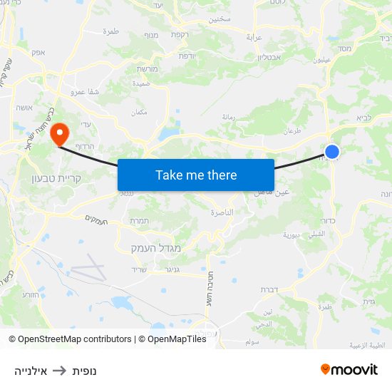 אילנייה to נופית map