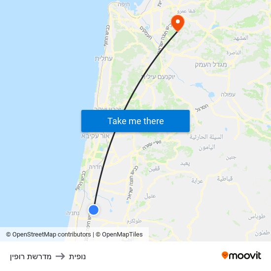 מדרשת רופין to נופית map