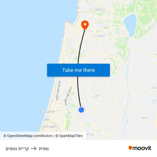 קריית נטפים to נופית map