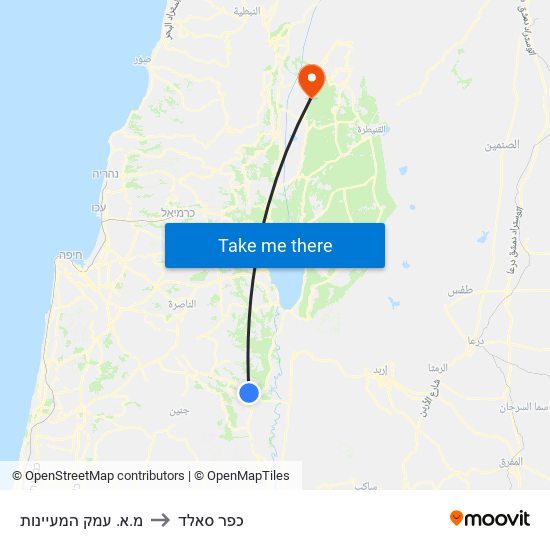 מ.א. עמק המעיינות to כפר סאלד map