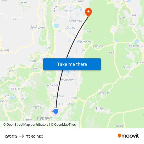 מחניים to כפר סאלד map
