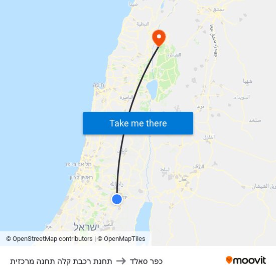 תחנת רכבת קלה תחנה מרכזית to כפר סאלד map