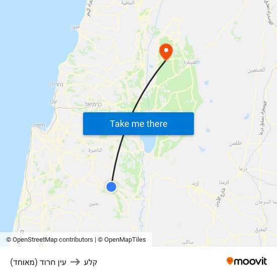 עין חרוד (מאוחד) to קלע map