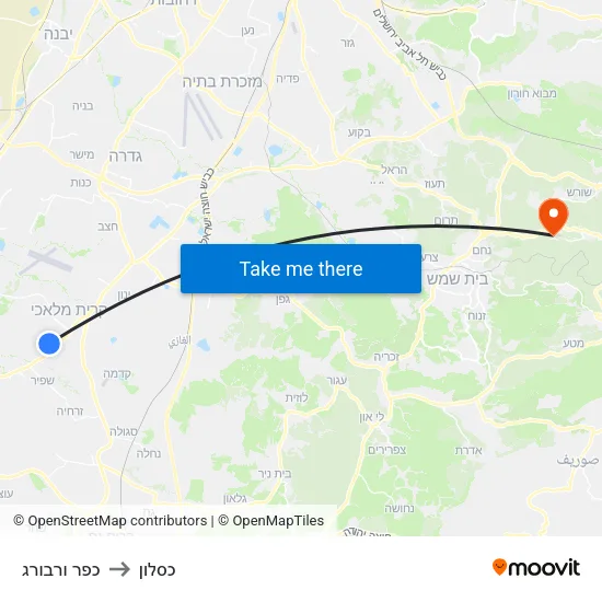 כפר ורבורג to כסלון map