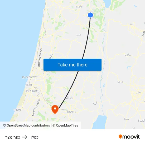 כפר מצר to כסלון map