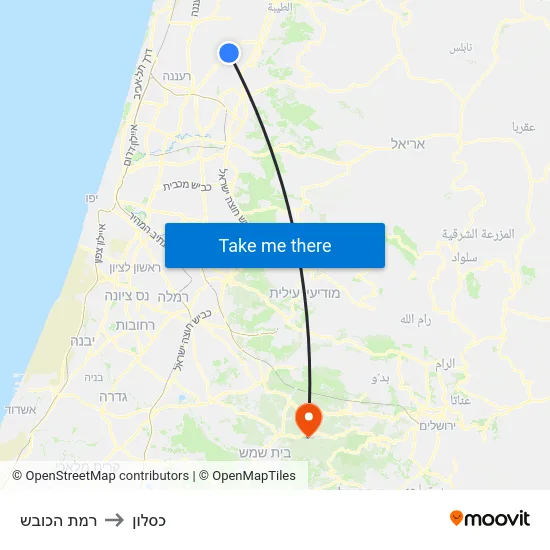 רמת הכובש to כסלון map