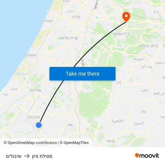 שיבולים to מסילת ציון map