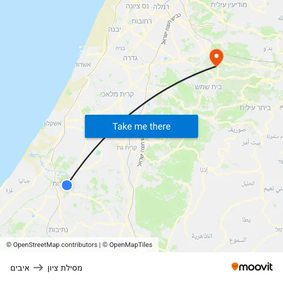 איבים to מסילת ציון map