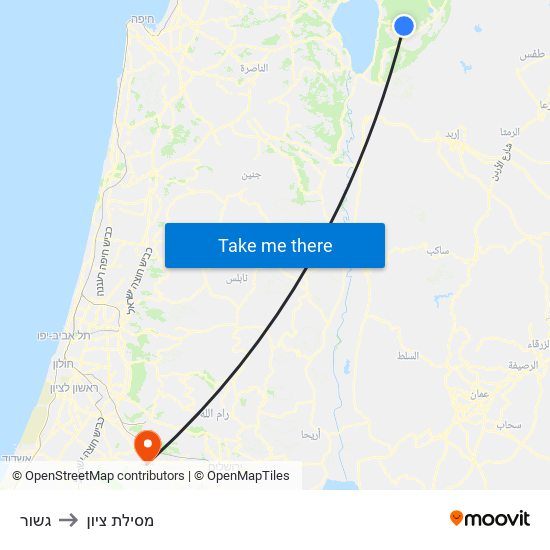 גשור to מסילת ציון map