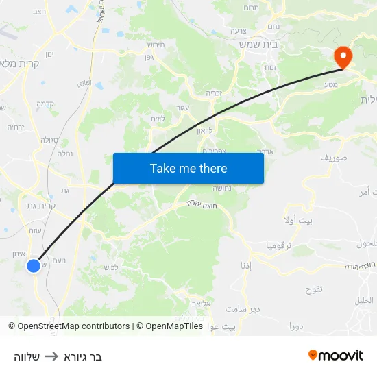 שלווה to בר גיורא map