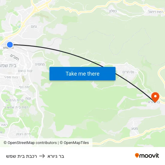 רכבת בית שמש to בר גיורא map