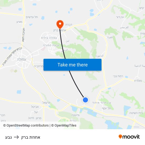 גבע to אחוזת ברק map