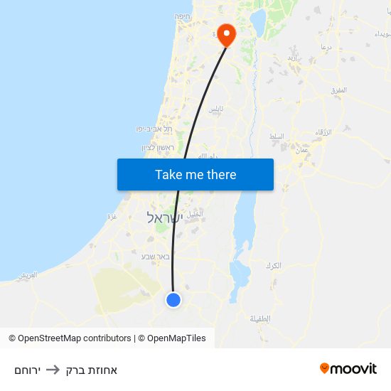 ירוחם to אחוזת ברק map