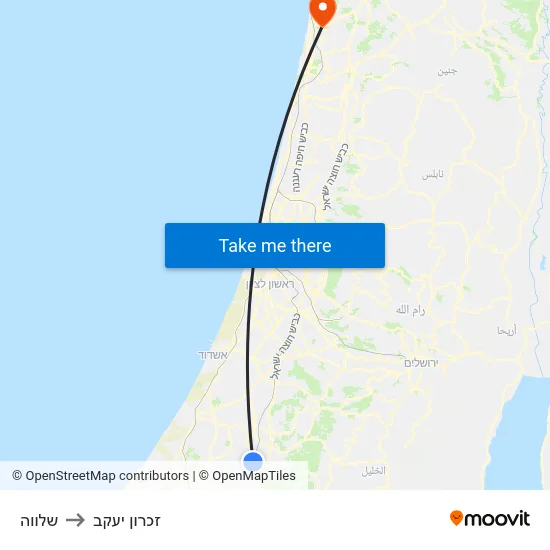 שלווה to זכרון יעקב map