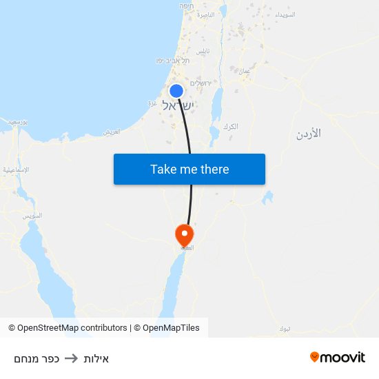 כפר מנחם to אילות map