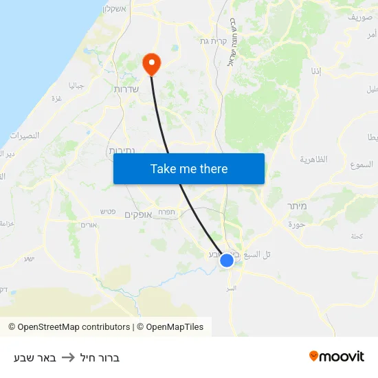 באר שבע to ברור חיל map