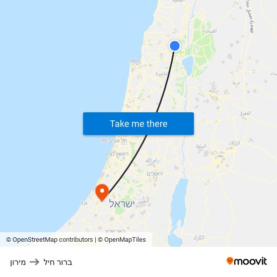 מירון to ברור חיל map