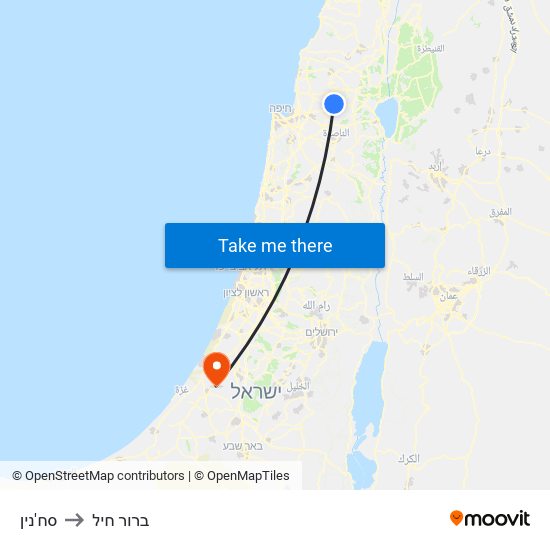 סח'נין to ברור חיל map