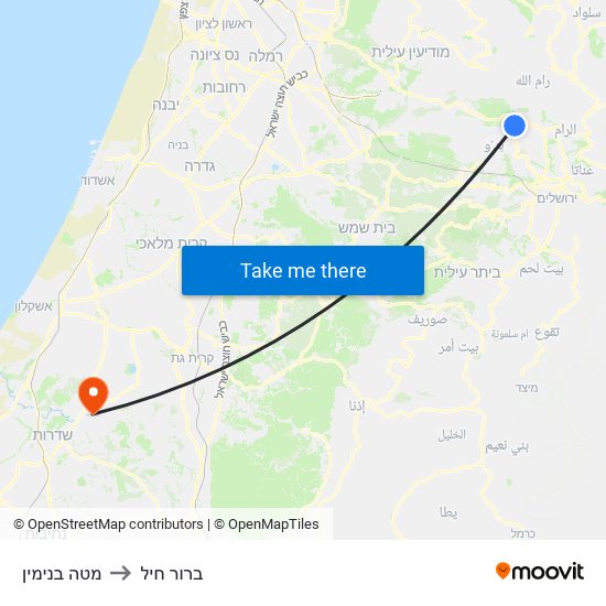 מטה בנימין to ברור חיל map