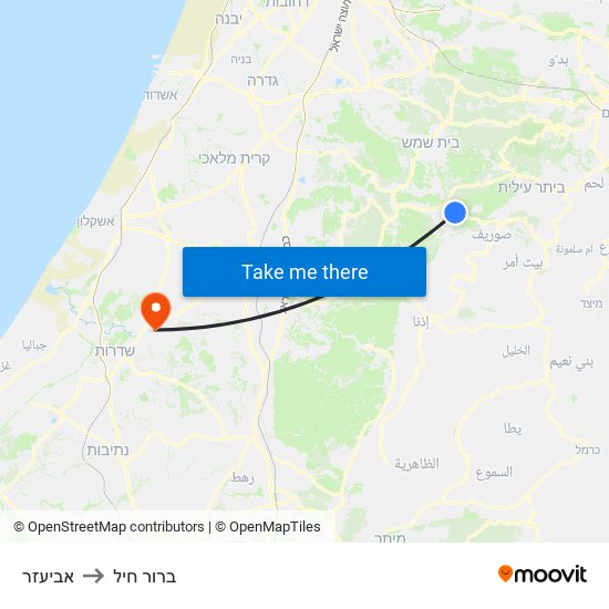 אביעזר to ברור חיל map