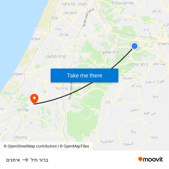 איתנים to ברור חיל map