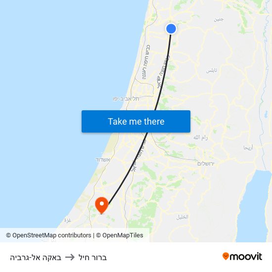 באקה אל-גרביה to ברור חיל map