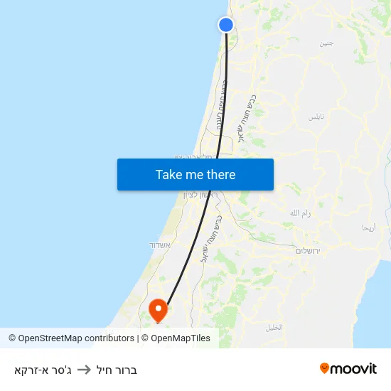 ג'סר א-זרקא to ברור חיל map