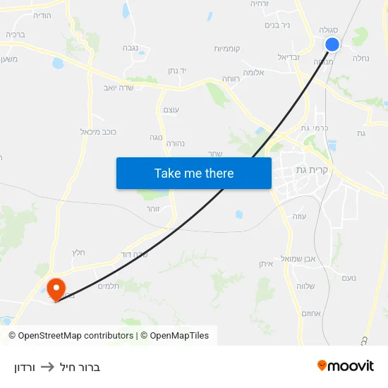 ורדון to ברור חיל map