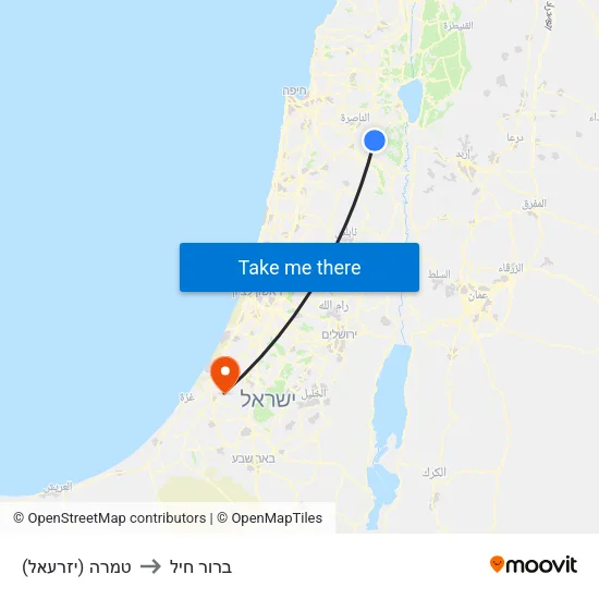 טמרה (יזרעאל) to ברור חיל map
