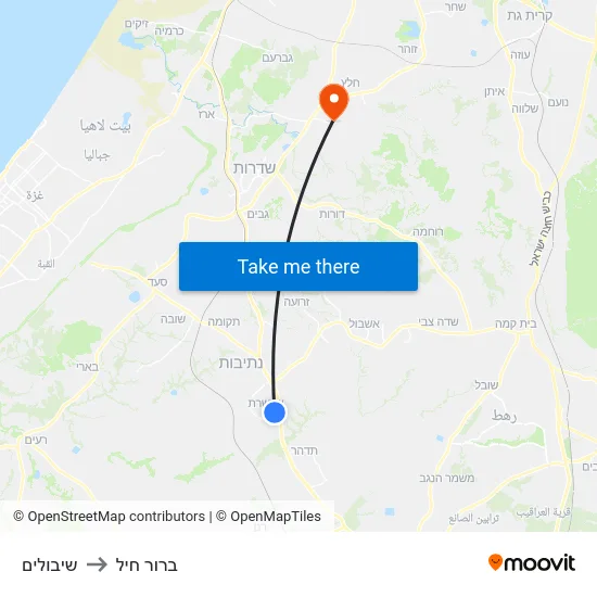 שיבולים to ברור חיל map