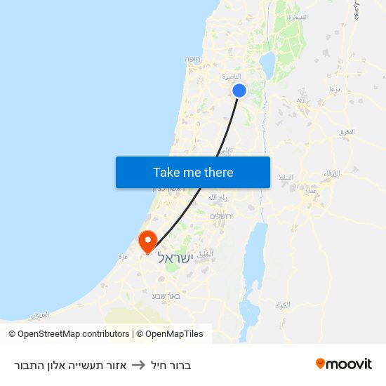 אזור תעשייה אלון התבור to ברור חיל map