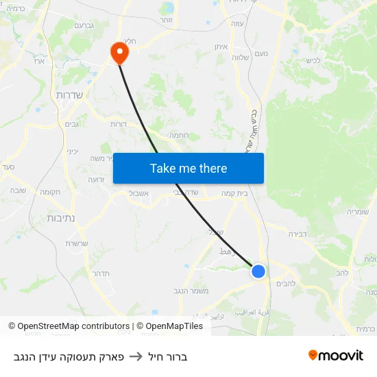 פארק תעסוקה עידן הנגב to ברור חיל map