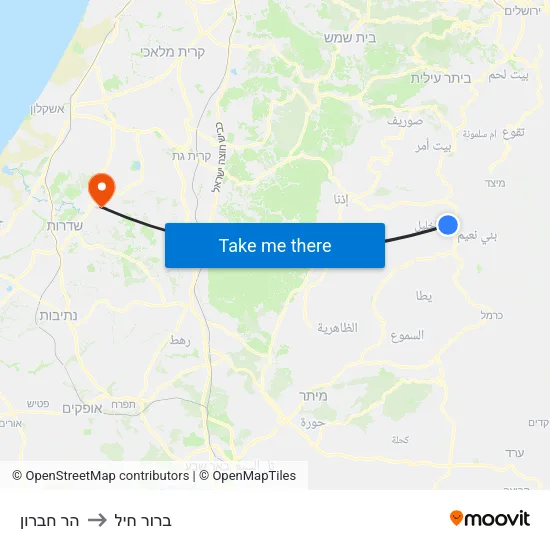 הר חברון to ברור חיל map