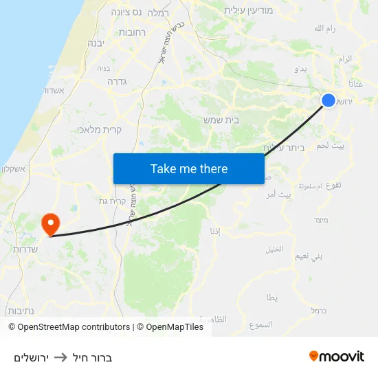 ירושלים to ברור חיל map