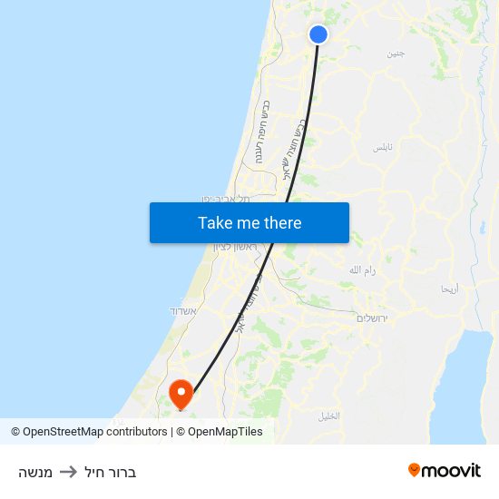 מנשה to ברור חיל map