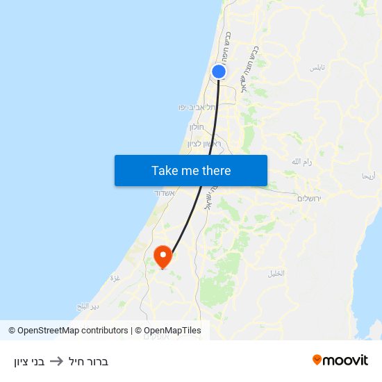 בני ציון to ברור חיל map