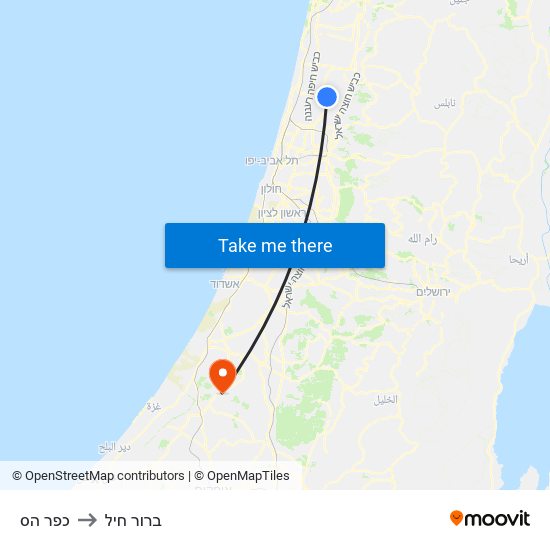 כפר הס to ברור חיל map